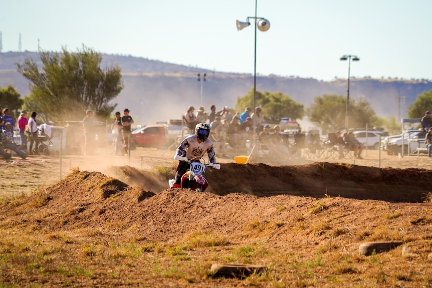 A rider competes in Prologue at the Finke Desert Race