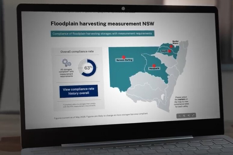 A laptop screen showing a map of NSW