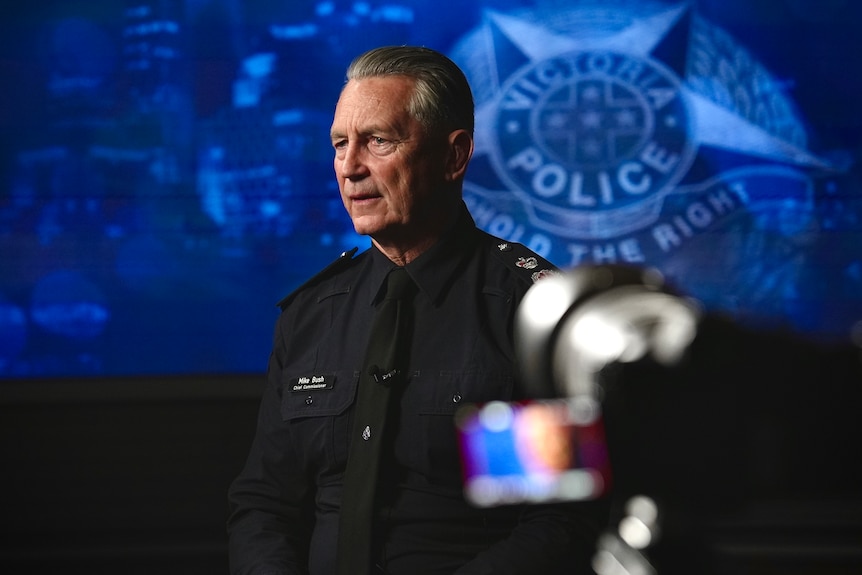 Victoria Police Chief Commissioner Mike Bush in the ABC studio