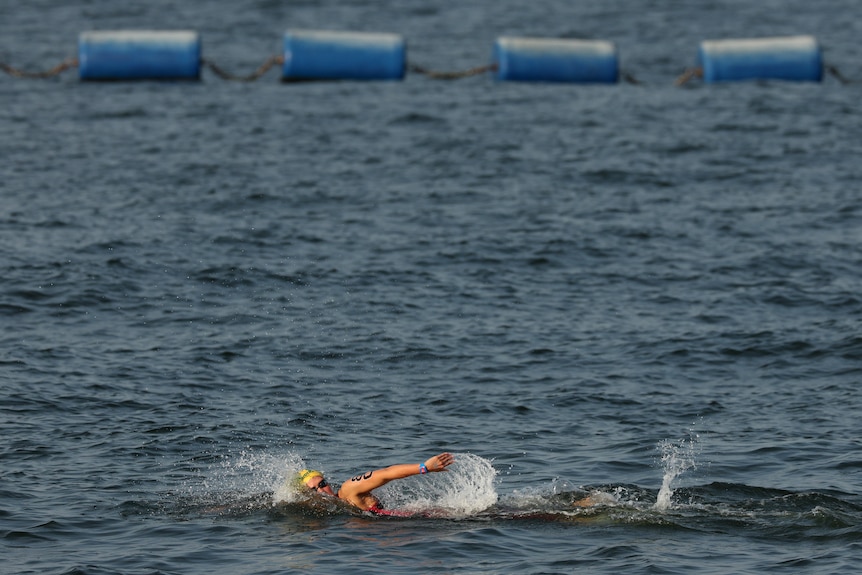 Moesha Johnson swims in the open water
