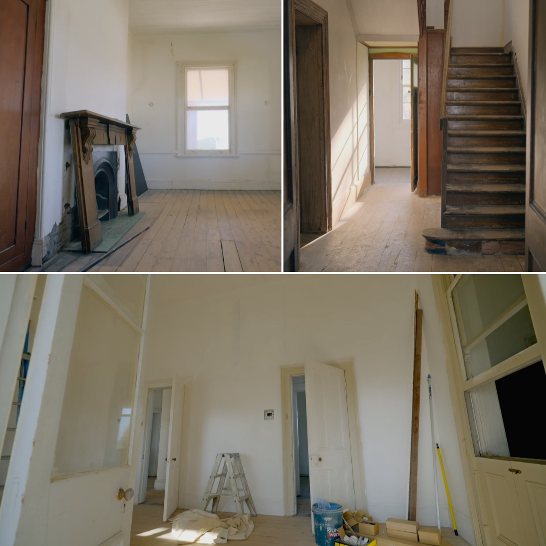 A composite image of three incomplete rooms.